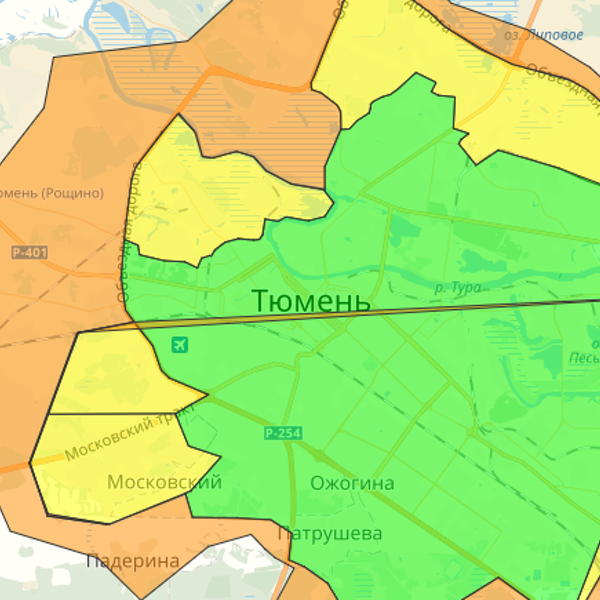 Карта тюмени рощино