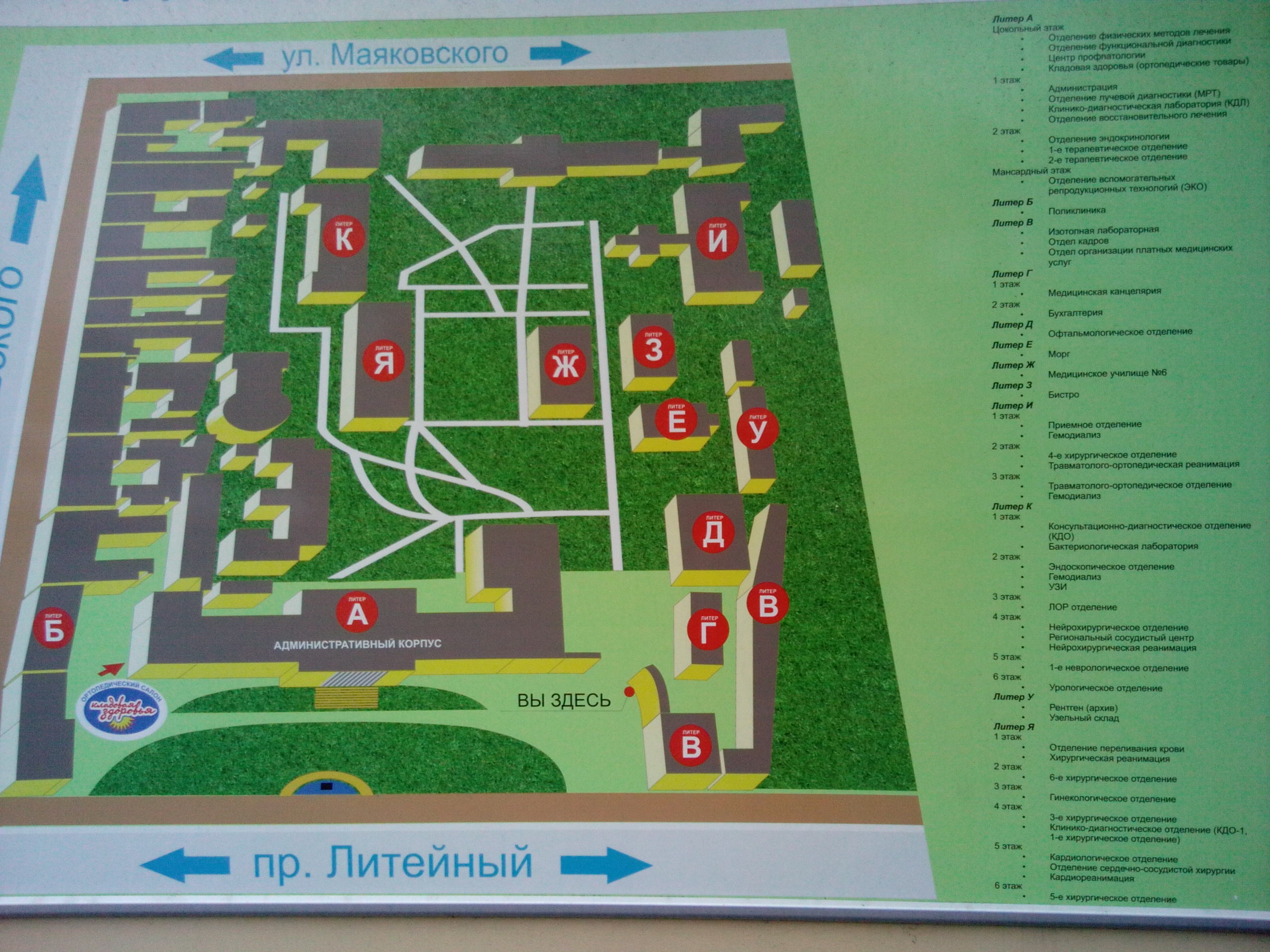 Схема корпусов мариинской больницы на литейном