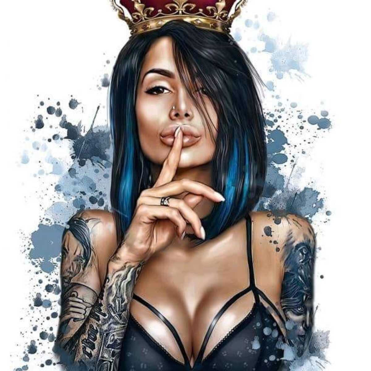 картина девушка с татуировкой