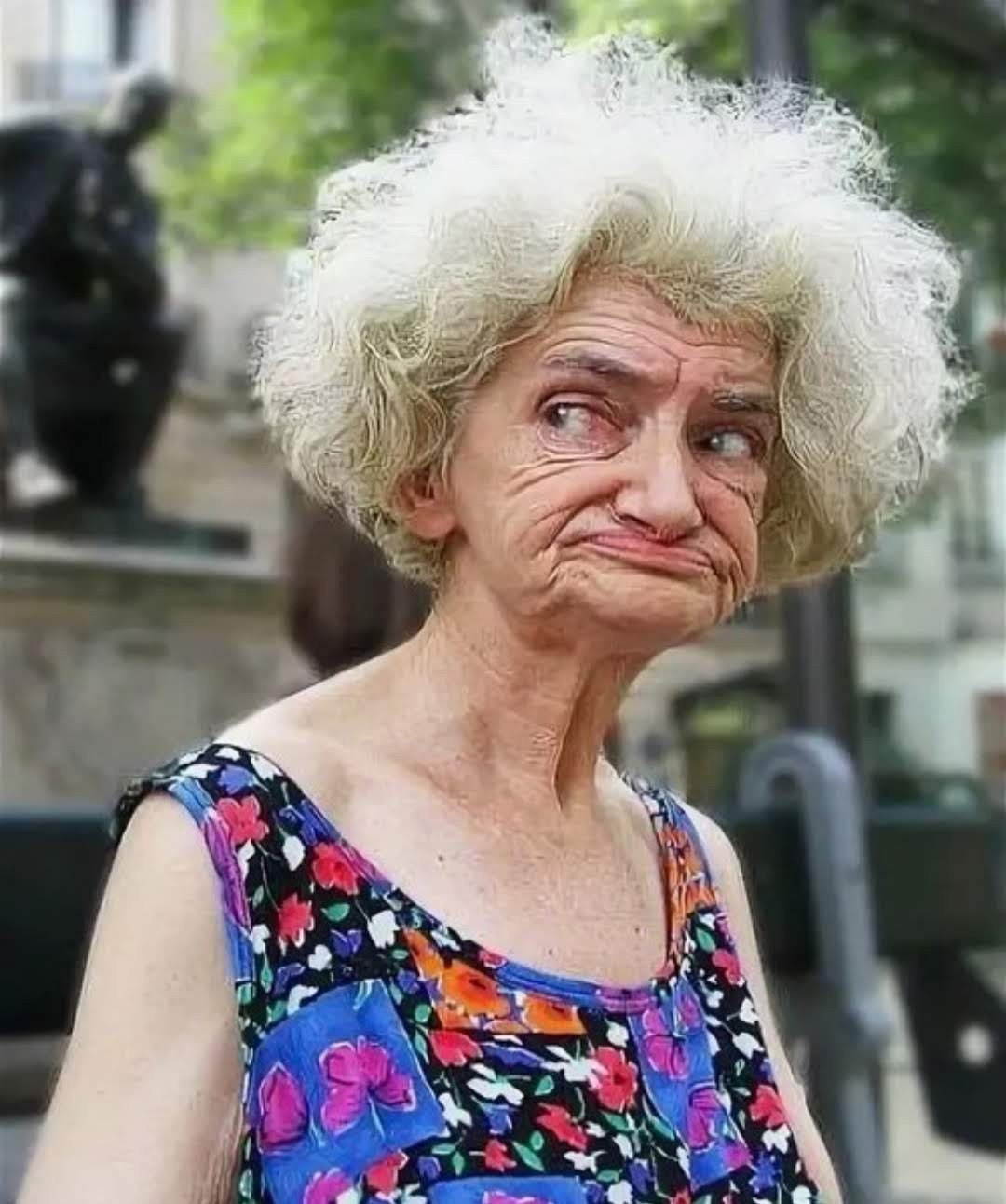 Ужасная тетя. Старая некрасивая женщина. Старая бабушка.