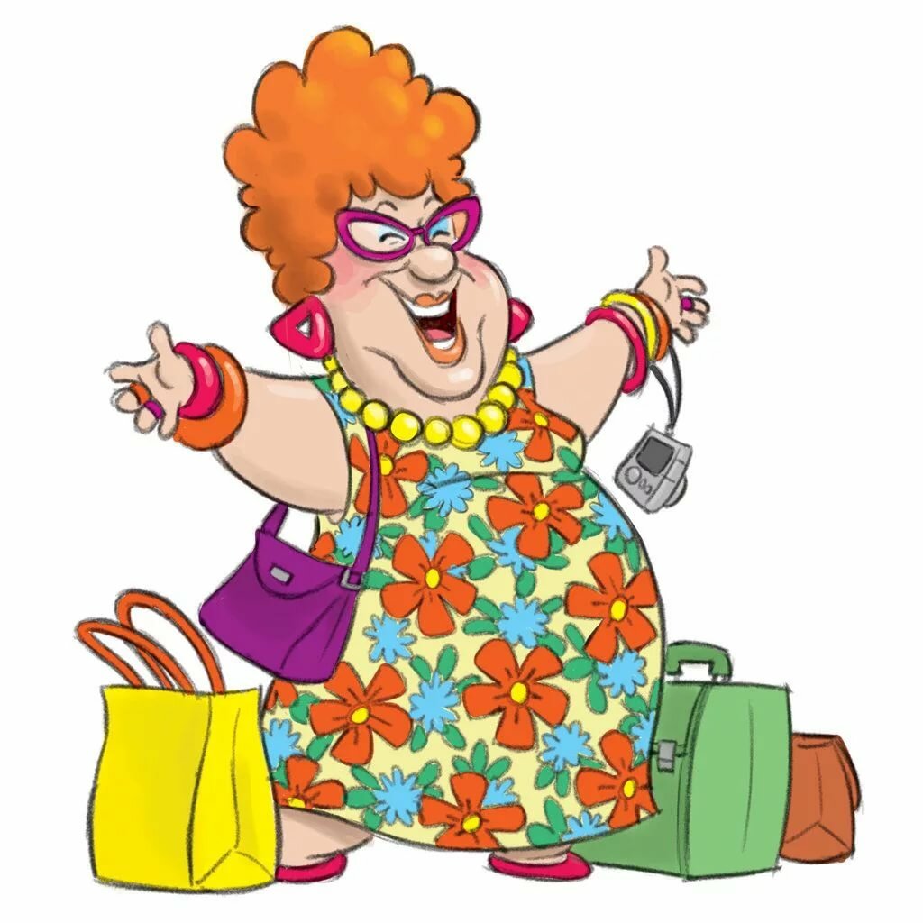 Смешная бабушка с сумкой